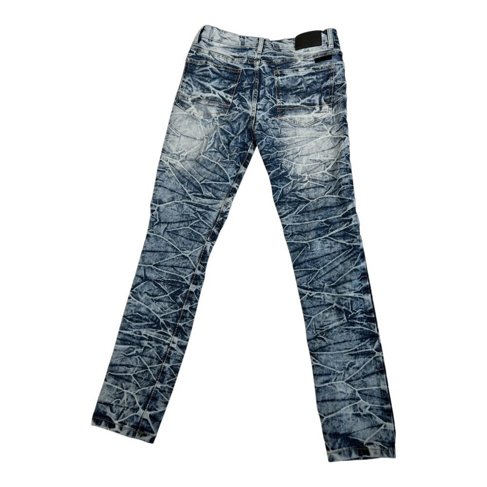 South Pole Men's Moto/Biker Skinny Dark & Acid Wash Jeans Size 30x32 - Picture 2 of 10